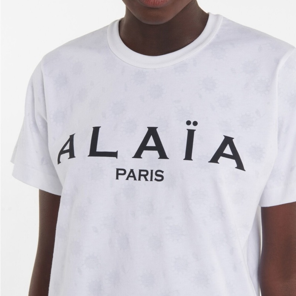 NWT Authentic Alaïa Logo Floral Print Crew Neck T-Shirt